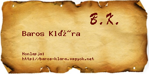 Baros Klára névjegykártya